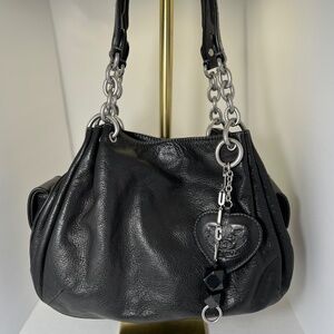 Juicy Couture black leather Y2K hobo handbag purse